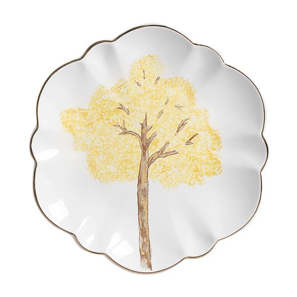 Conjunto 6 Prato Raso Ø29cm Filete Ouro Ipê Amarelo Scalla