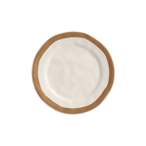 Conjunto 6 Prato Sobremesa 20cm Bege Filete Amassada Scalla