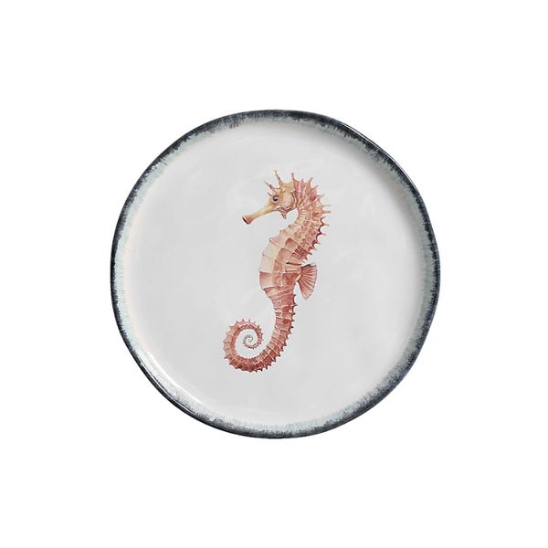 Conjunto 6 Prato Sobremesa Cavalo Marinho Atlântica Scalla