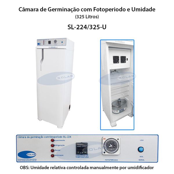 CÂMARA DE GERMINAÇÃO COM FOTOPERÍODO 325L 220V