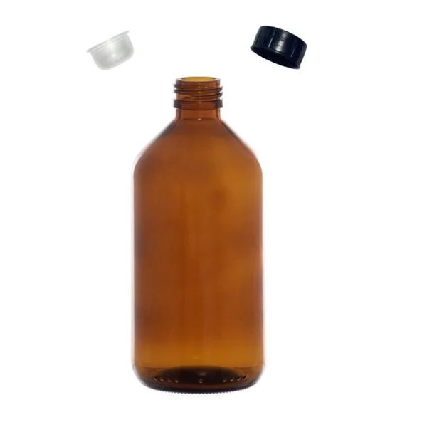 FRASCO PLUMA/GPP VIDRO ÂMBAR COM TAMPA E BATOQUE 250ML