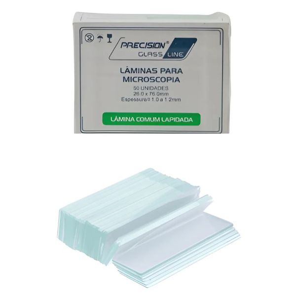 LÂMINAS PARA MICROSCOPIA 26X76MM PONTA LISA 50UN