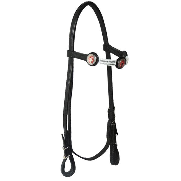 CABEÇADA MANGALARGA LB 3 APLIQUES PRETA