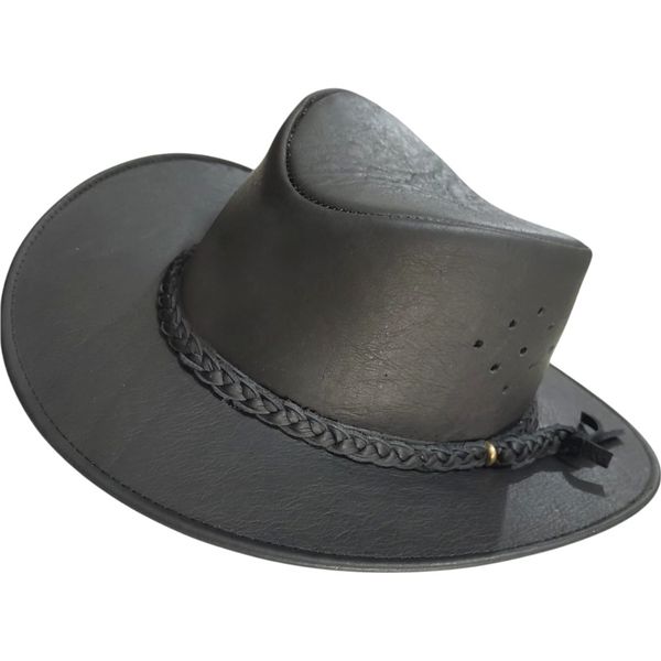 CHAPÉU DE COURO HM LISO PRETO