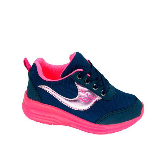 Tênis Jogging Infantil States ST040 Rodinhas Marinho/ Pink