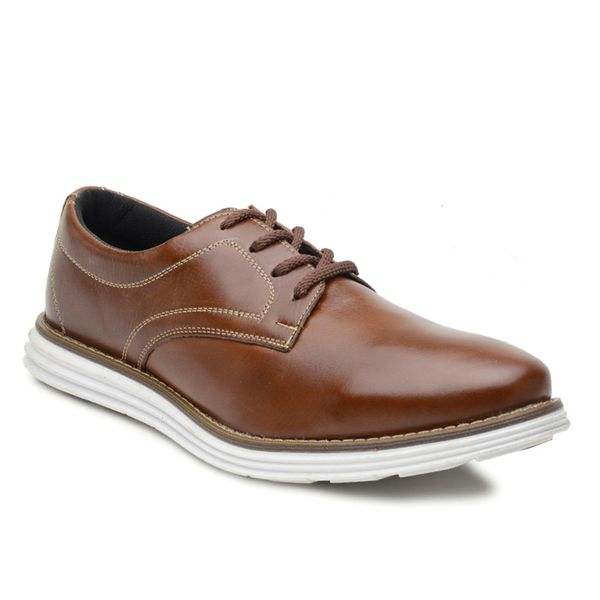 Sapato Masculino Couro Oxford Dmazons Tradicional Caramelo