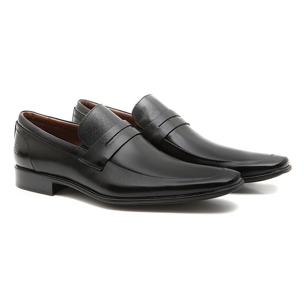 Sapato Loafer Masculino Social Em Couro Preto - 0... - SERGIO`S