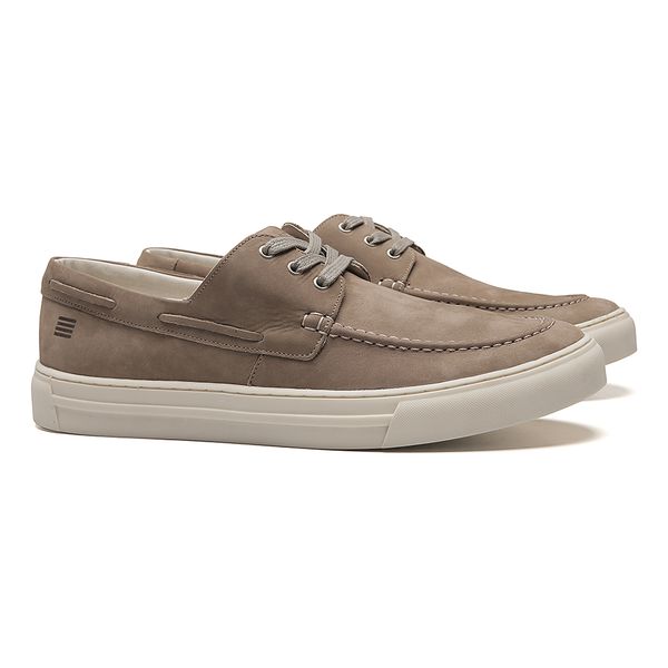 SAPATO DOCKSIDE MASCULINO CASUAL EM COURO CINZA - ... - SERGIO`S