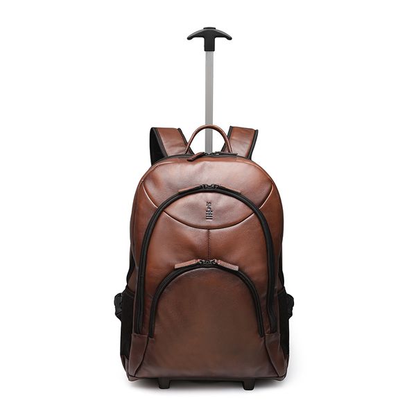 MOCHILA PORTA NOTEBOOK MASCULINA EM COURO COM RODI... - SERGIO`S