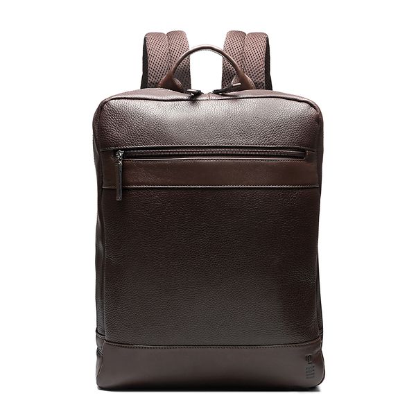 Mochila Masculina Em Couro Café Com Porta Notebook... - SERGIO`S
