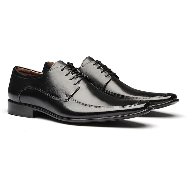 SAPATO DERBY MASCULINO SOCIAL EM COURO PRETO - 024... - SERGIO`S