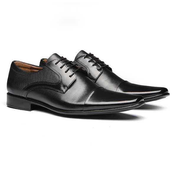 Sapato Derby Masculino Social Em Couro Preto - 024... - SERGIO`S