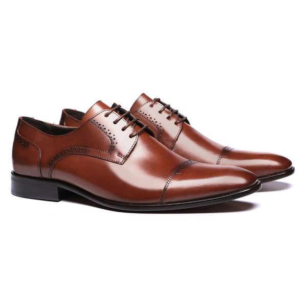 SAPATO BROGUE MASCULINO SOCIAL EM COURO MARROM - ... - SERGIO`S