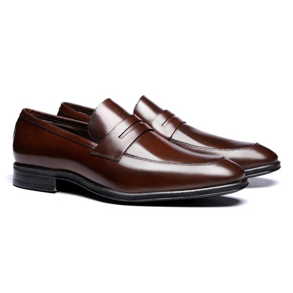 Sapato Penny Loafer Masculino Social Em Couro Marr... - SERGIO`S