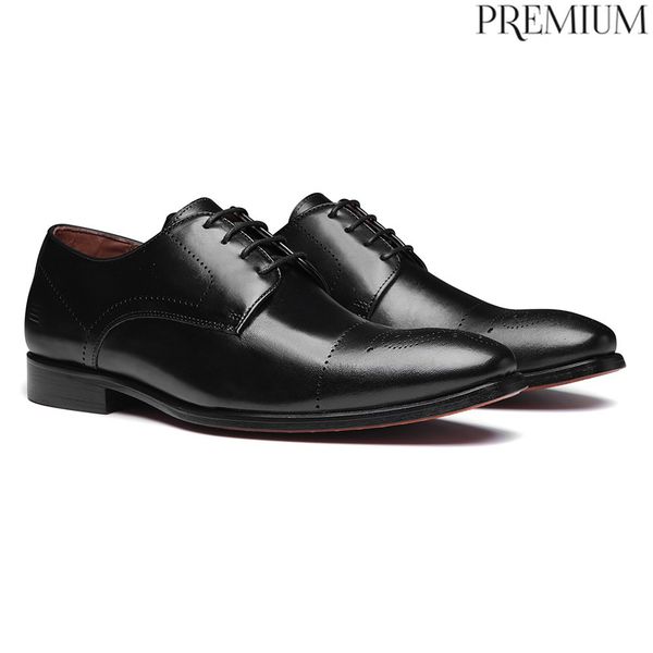 Sapato Derby Masculino Social Em Couro Preto - 024... - SERGIO`S