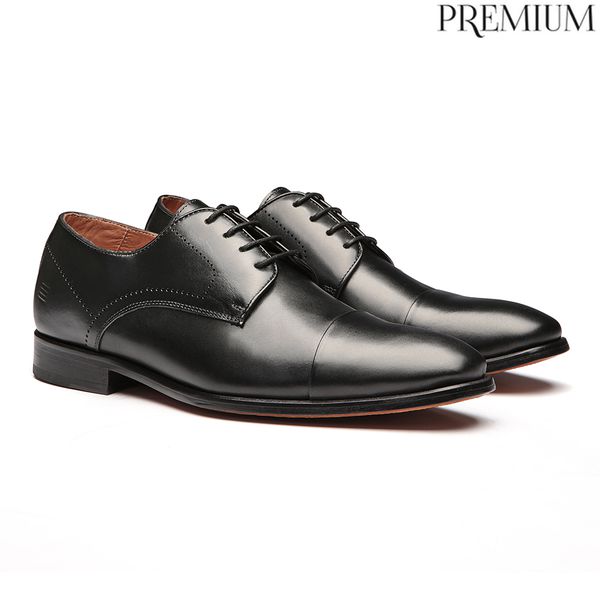 Sapato Derby Masculino Social Em Couro Preto - 024... - SERGIO`S