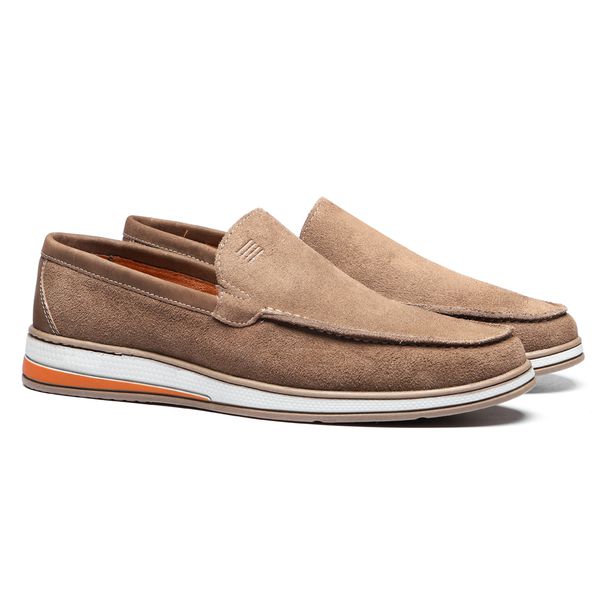 SAPATO MOCASSIM MASCULINO CASUAL EM COURO BEGE - ... - SERGIO`S