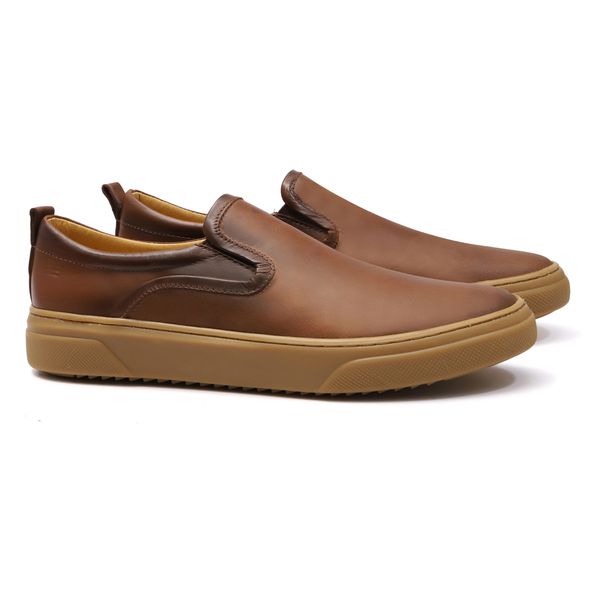 Slip-On Masculino Casual Em Couro Marrom - 0129 36... - SERGIO`S