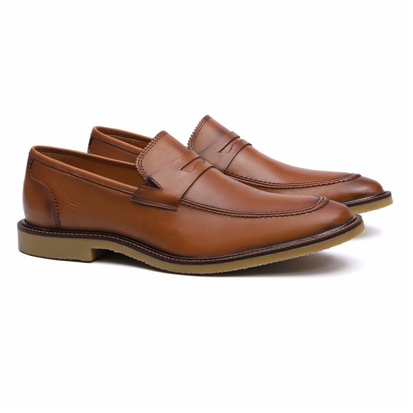 Sapato Loafer Masculino Social Em Couro Whisky - 0... - SERGIO`S