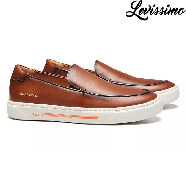 SAPATO MOCASSIM MASCULINO CASUAL EM COURO MARROM C... - SERGIO`S