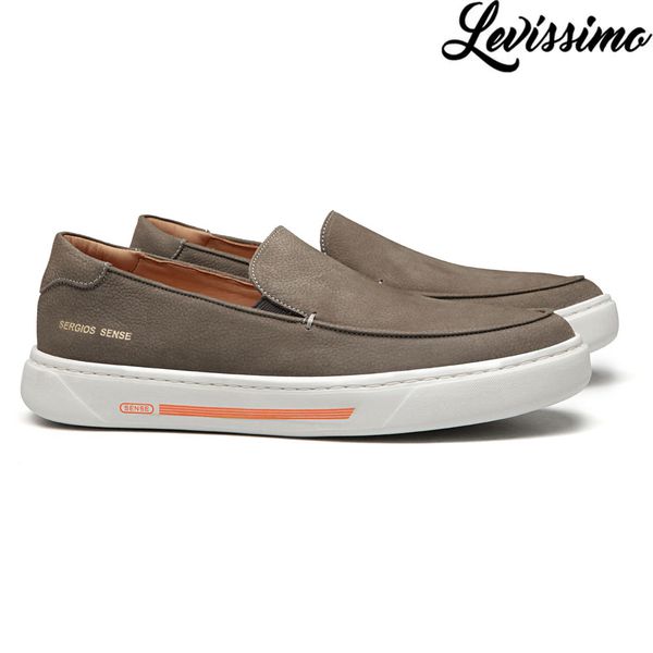 SAPATO MOCASSIM MASCULINO CASUAL EM COURO CINZA CO... - SERGIO`S