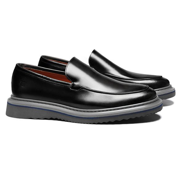 SAPATO MOCASSIM MASCULINO SOCIAL EM COURO PRETO CO... - SERGIO`S