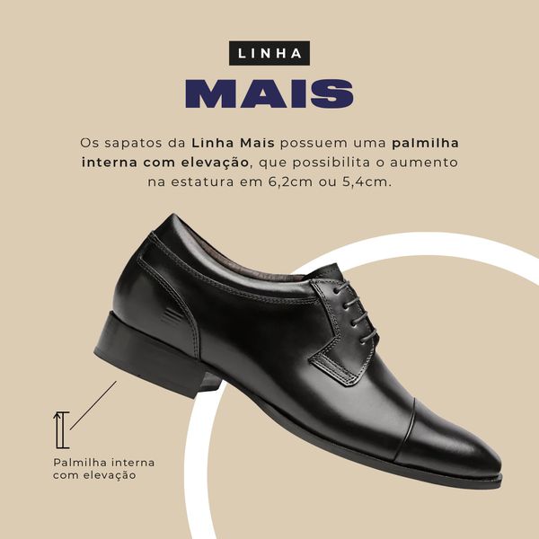 Sapato Couro Sapato Social Masculino Aumenta Altura Sapato Com