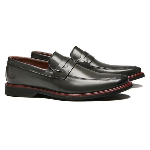 SAPATO LOAFER MASCULINO SOCIAL EM COURO CINZA - 00... - SERGIO`S