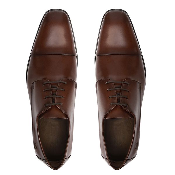 SAPATO DERBY MASCULINO SOCIAL EM COURO MARROM SERGIO`S