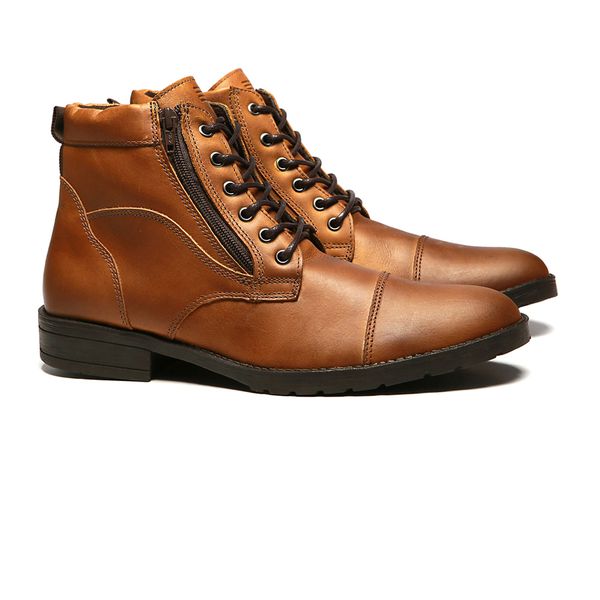 BOTA COTURNO MASCULINA CASUAL EM COURO MARROM - 01... - SERGIO`S