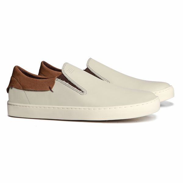 SLIP-ON MASCULINO CASUAL EM COURO BRANCO - 0129 25... - SERGIO`S