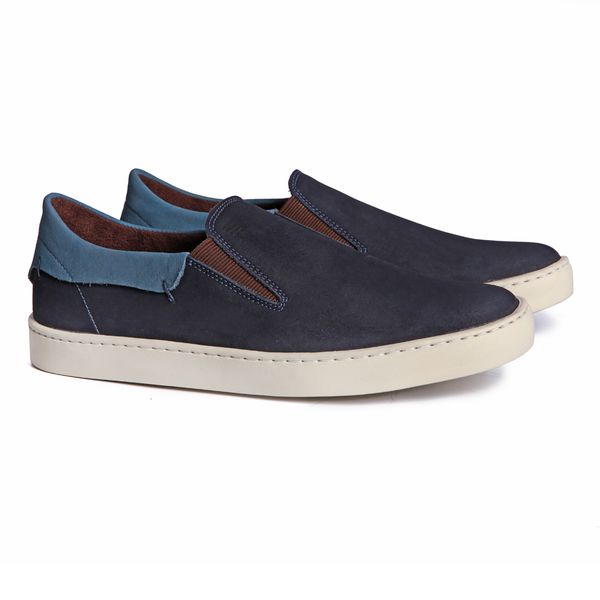 SLIP-ON MASCULINO CASUAL EM COURO AZUL - 0129 2590... - SERGIO`S