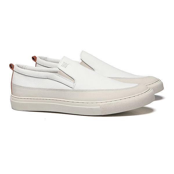 SLIP-ON MASCULINO CASUAL EM COURO BRANCO - 0129 18... - SERGIO`S