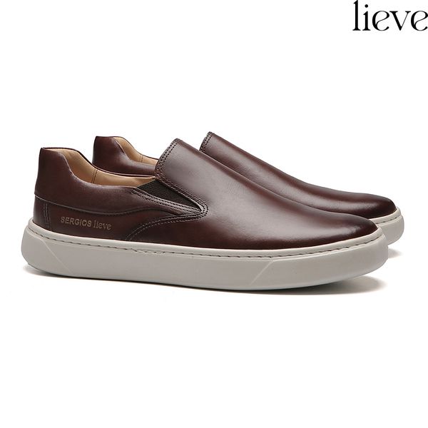 SLIP-ON MASCULINO CASUAL EM COURO MARROM - 0028 15... - SERGIO`S