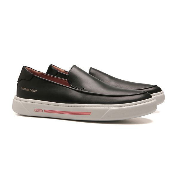 SAPATO MOCASSIM MASCULINO CASUAL EM COURO PRETO CO... - SERGIO`S