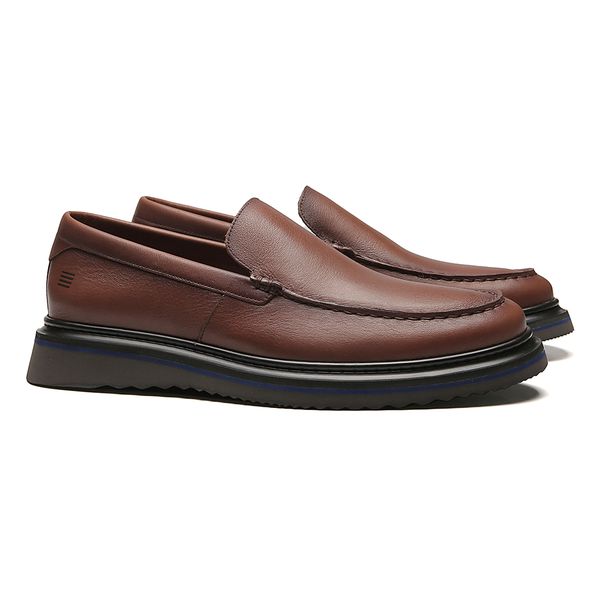 SAPATO MOCASSIM MASCULINO CASUAL EM COURO MARROM C... - SERGIO`S