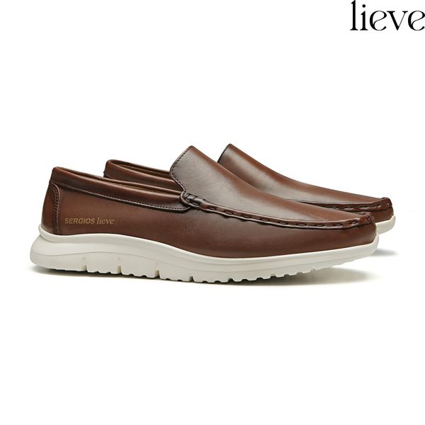 SAPATO MOCASSIM MASCULINO CASUAL EM COURO MARROM -... - SERGIO`S