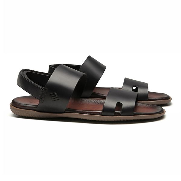 SANDÁLIA MASCULINA CASUAL EM COURO PRETO - 0043 78... - SERGIO`S