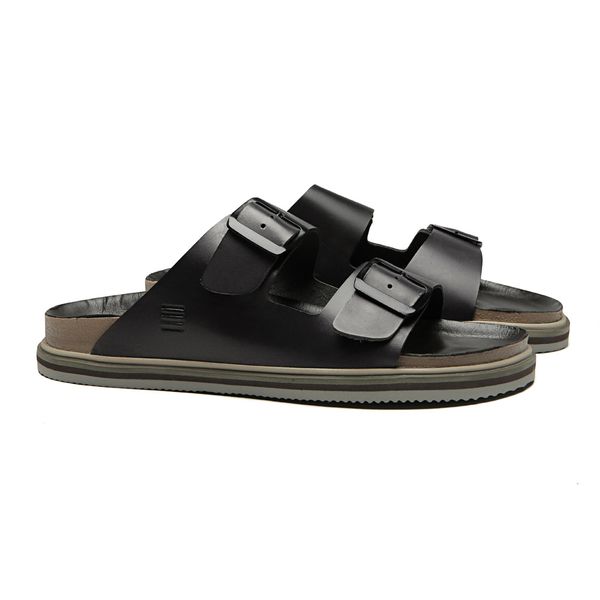 SANDÁLIA MASCULINA CASUAL EM COURO PRETO - 0043 12... - SERGIO`S