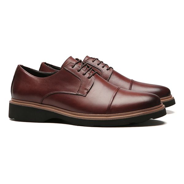 SAPATO DERBY MASCULINO CASUAL EM COURO MARROM - 00... - SERGIO`S