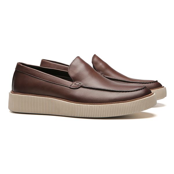 SAPATO MOCASSIM MASCULINO CASUAL EM COURO MARROM -... - SERGIO`S