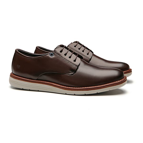 SAPATO DERBY MASCULINO CASUAL EM COURO MARROM - 00... - SERGIO`S