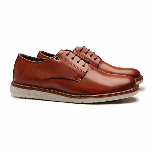 SAPATO DERBY MASCULINO CASUAL EM COURO MARROM - 00... - SERGIO`S