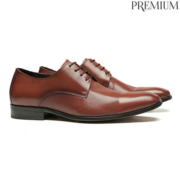 SAPATO DERBY MASCULINO SOCIAL EM COURO MARROM - 00... - SERGIO`S