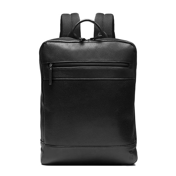 Mochila Masculina Preta Em Couro Com Porta Noteboo... - SERGIO`S
