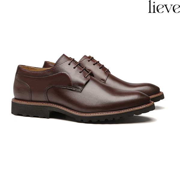 SAPATO DERBY MASCULINO CASUAL EM COURO MARROM - 00... - SERGIO`S