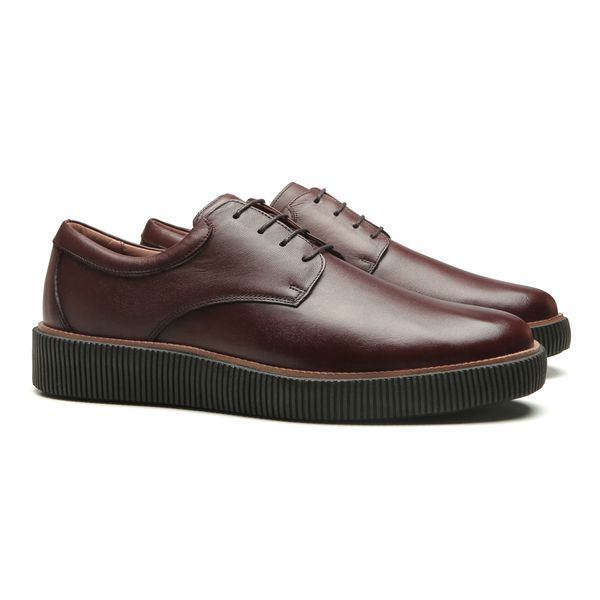 SAPATO DERBY MASCULINO CASUAL EM COURO MARROM - 00... - SERGIO`S