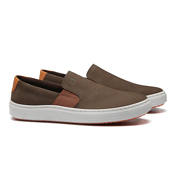 SLIP-ON MASCULINO CASUAL EM COURO MARROM - 0129 3... - SERGIO`S