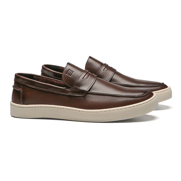 SAPATO LOAFER MASCULINO CASUAL EM COURO MARROM - 0... - SERGIO`S