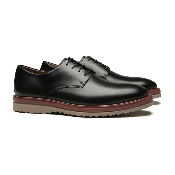 SAPATO DERBY MASCULINO CASUAL EM COURO PRETO - 003... - SERGIO`S